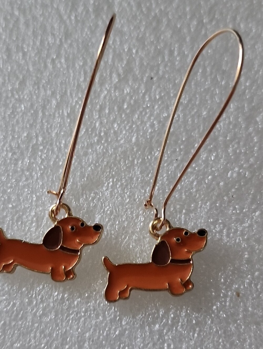 Hand Crafted Brown Dachshund Drop Earrings